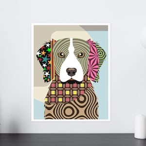 Brittany-spaniël kunst hondenras poster huisdier portret abstract geometrisch schilderij hondenliefhebber cadeau