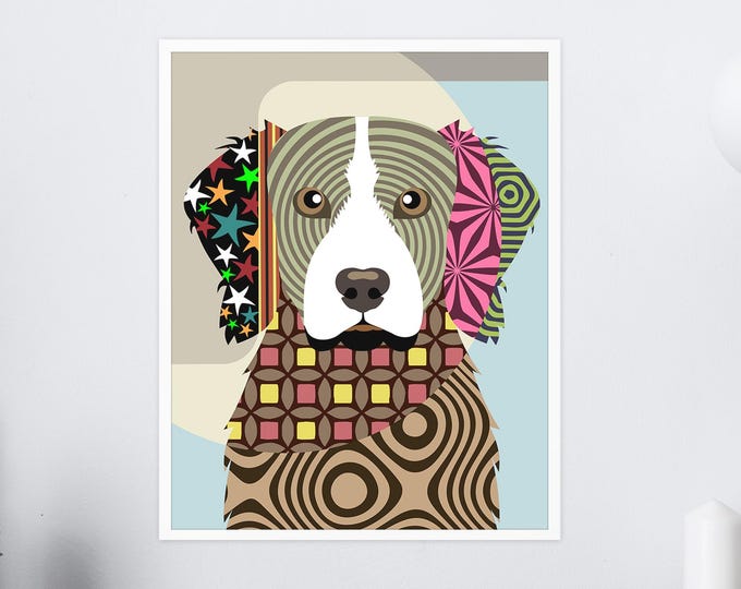 Brittany Spaniel Art Dog Breed Poster Pet Portrait Abstract Geometric Painting Dog Lover Gift