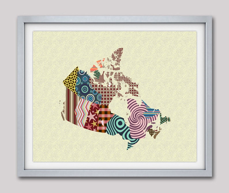 Canada Map City Decor Geometric Design Cubist Art
