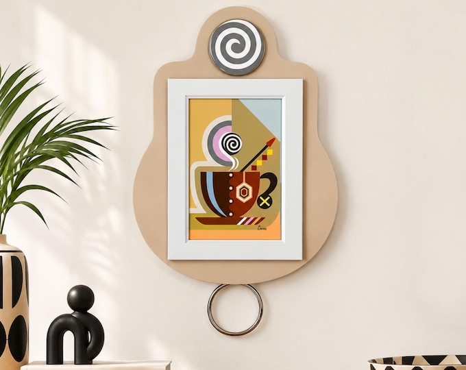 Tea Lover Gift Inspirational Tea Art, Boho Geometric Decor, Motivational Modern Neutral Home Style