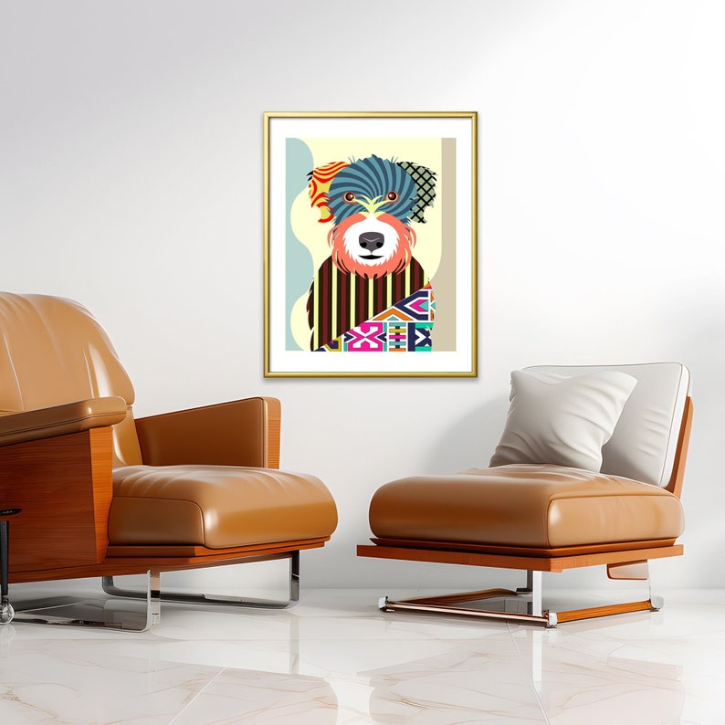 Wheaten Terrier Wall Art, Soft Coated Dog Wall Décor Doggy Pet Portrait Canine Painting image 1