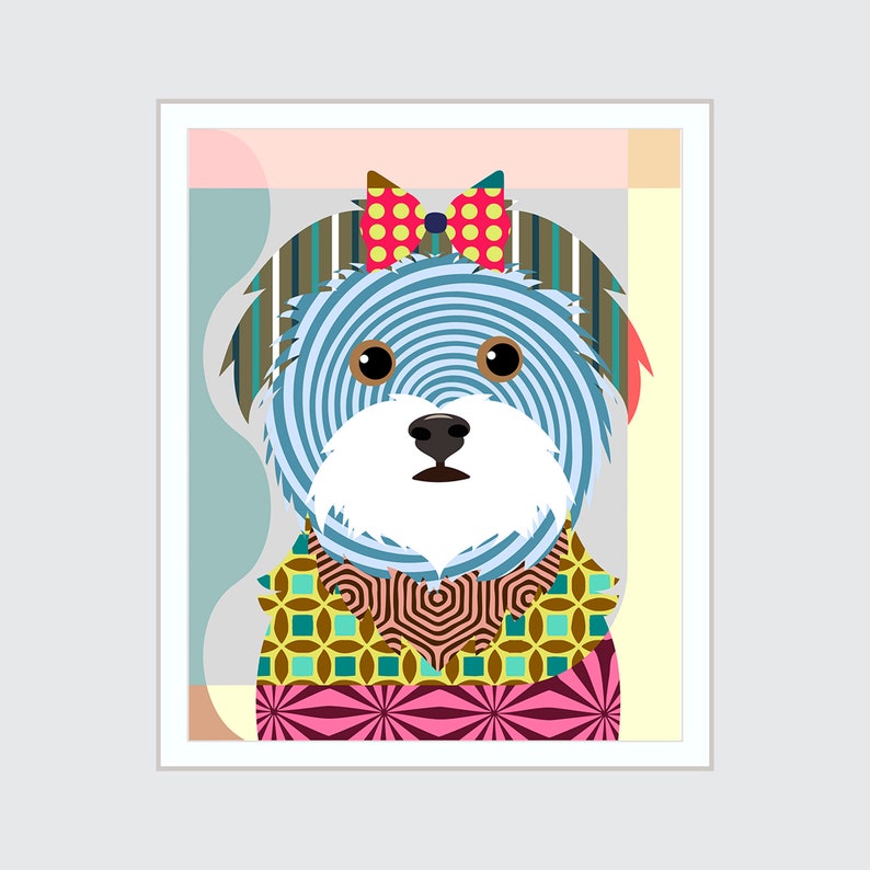 Maltese Dog Art Print Poster Puppy Portraits image 1