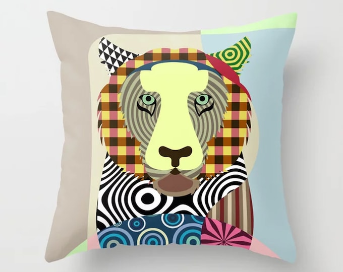 Tiger Throw Pillow, Wildcat Cushion Jungle Animal