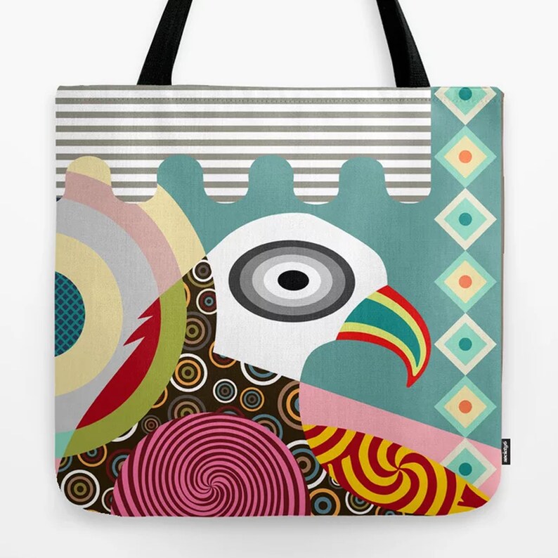 Bird Tote American Eagle Bag, Printed Canvas image 4