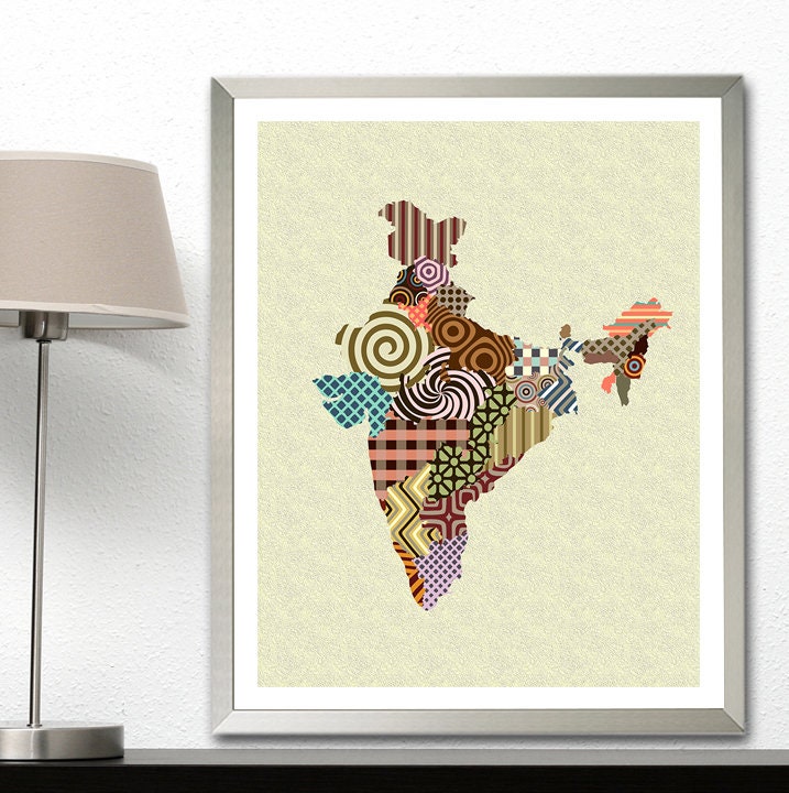 India Map Wall Art Decor, New Delhi Poster Gift