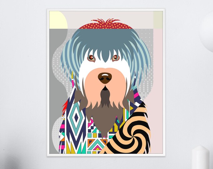 Old English Sheepdog Print: Pop Art Pet Portrait, Dog Lover Gift