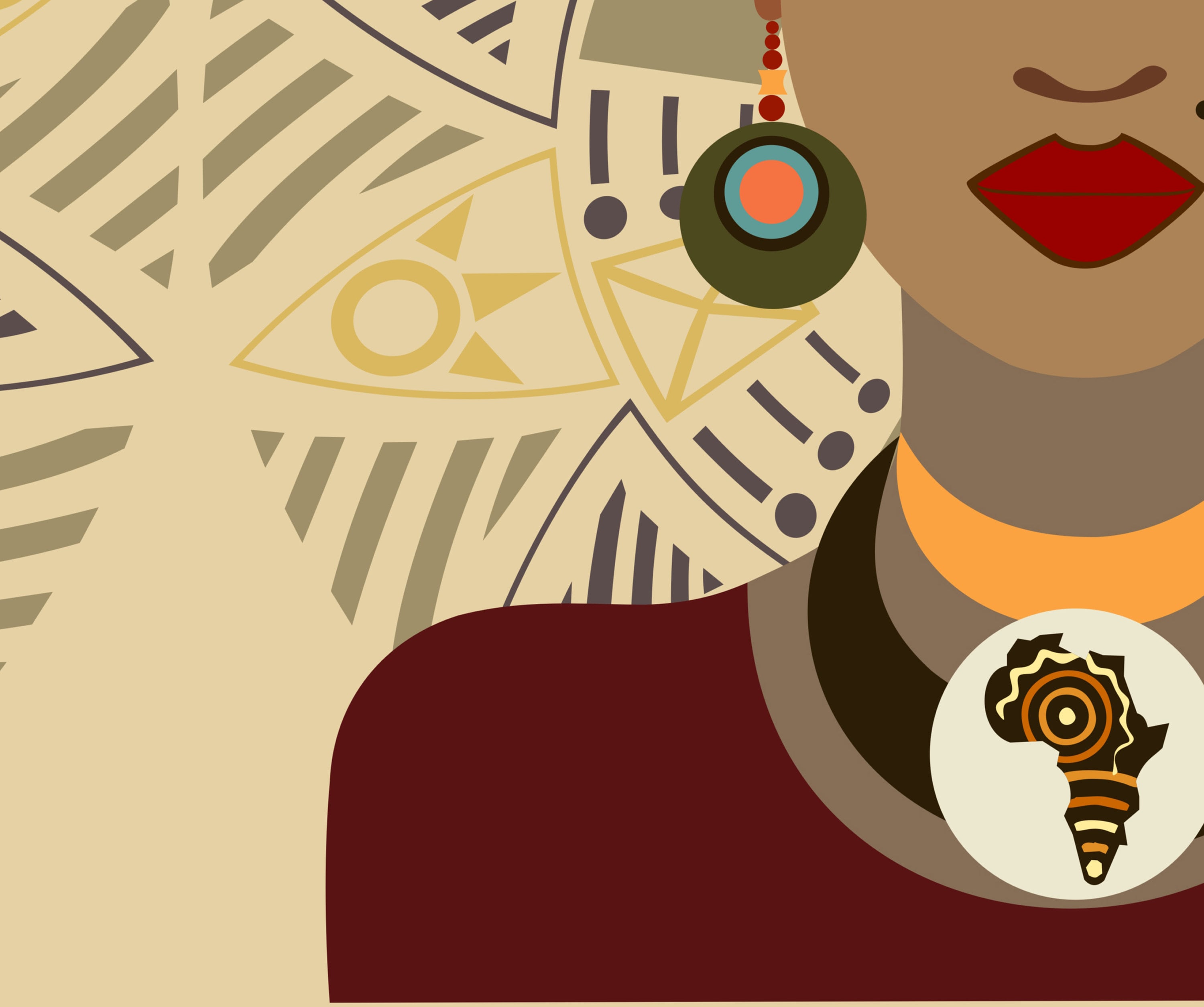 African Queen Art Print, Traditional Black Woman Wall Décor Black Girls