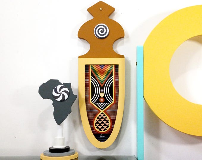 Modern Afrocentric Wooden Wall Art Geometric Minimalist Cultural Décor Plywood Artwork