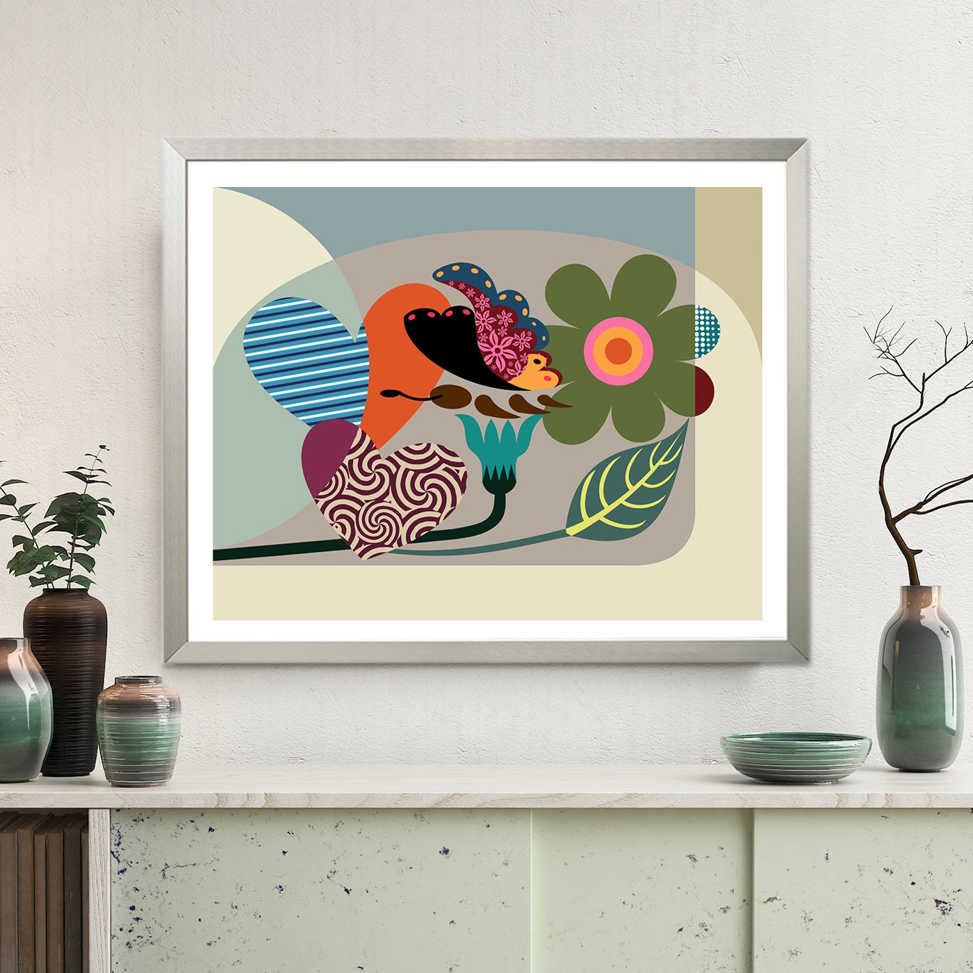Butterfly Wall Art Flower Poster Love Decor Girls Print