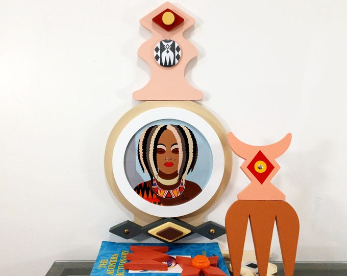 Black Woman Natural Hair Decor: African American Pop Art Cultural Home Decor Wooden Sculpture
