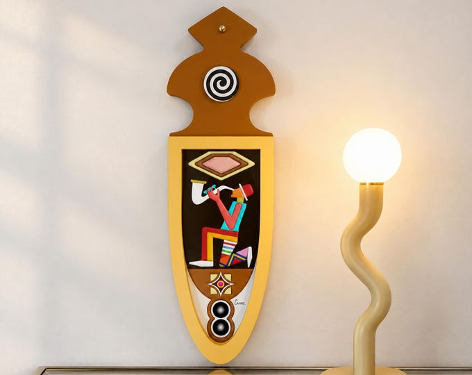 Abstract Jazz Saxophonist Wall Art Sculpture: Colorful Musician Artwork Modern Music Lover Gift