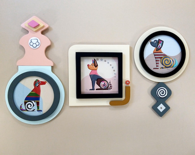 Abstract Cubist Dog Decor: Colourful 3D Canine Painting Modern Pet Lover Gift Animal Decor