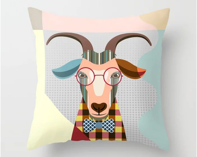 Goat Pillow, Farm Animal Decor Farmers Gifts