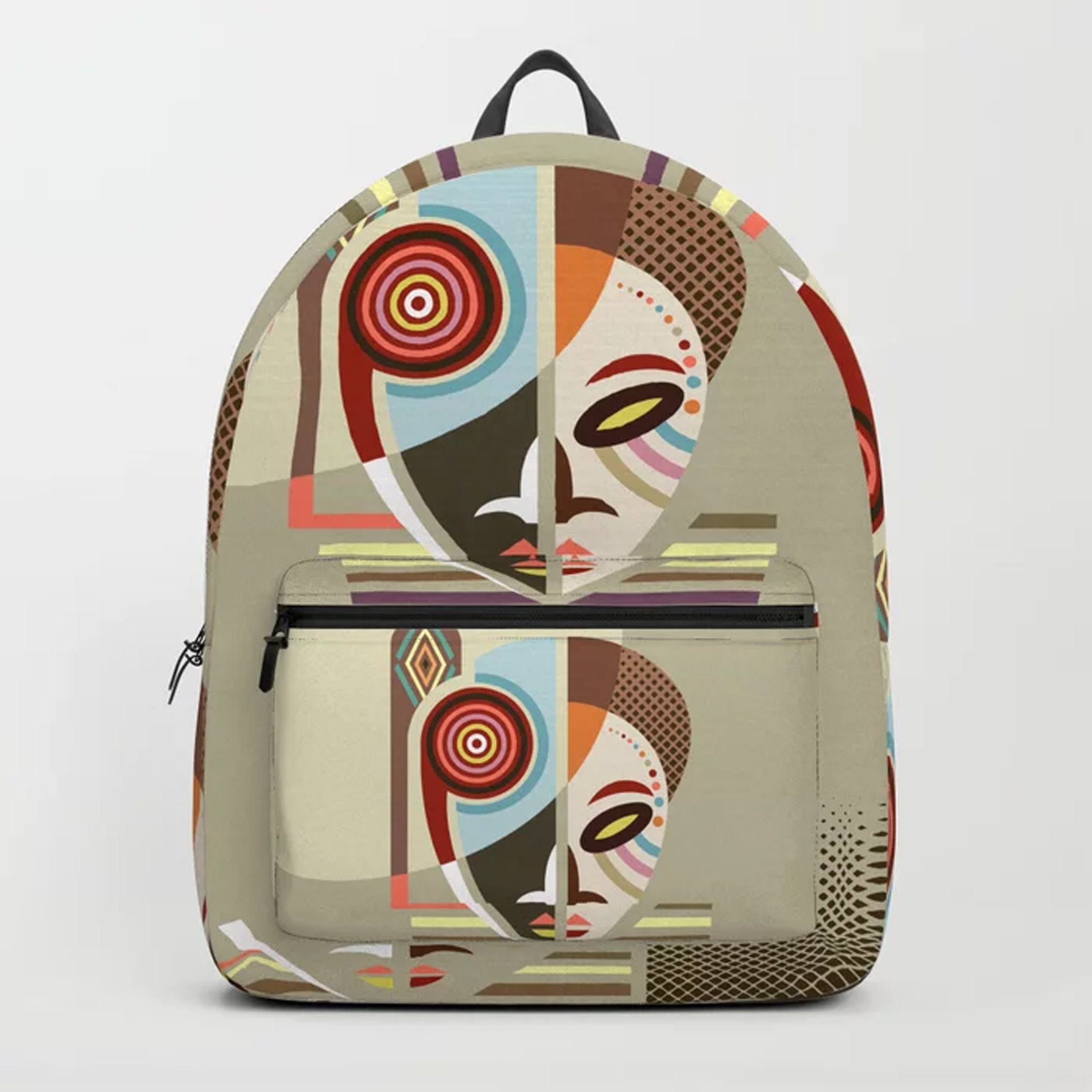 Afrocentric Backpack, African Bag Ethnic Mask 