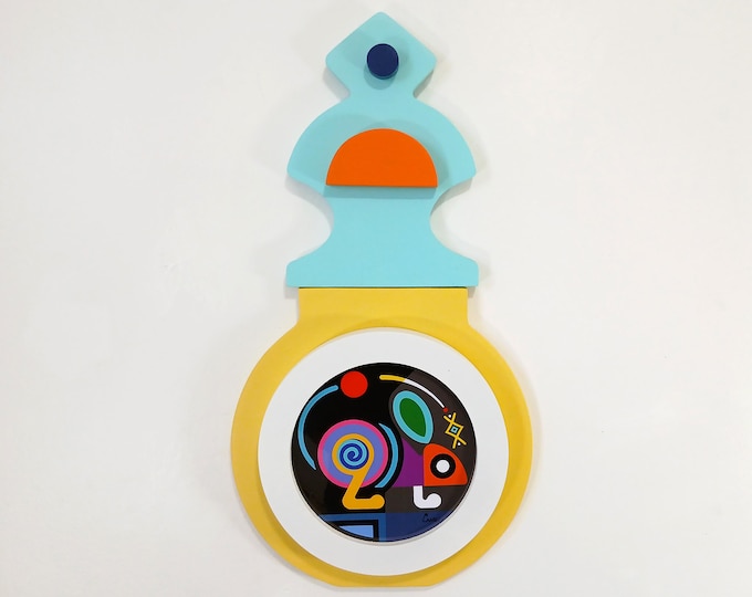 Abstract Mouse Wall Sculpture, Colourful Cubist Pop Art Inspirational Wooden Decor, Unique Collector Gift