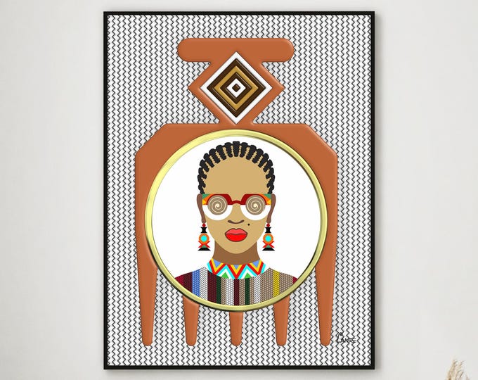 Black Woman Decor: Afro Pick Duafe Adinkra Afrocentric Home Accent