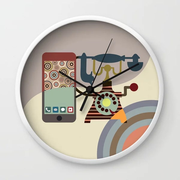 Retro Wall Clock, Vintage Phone Décor Phone Gifts