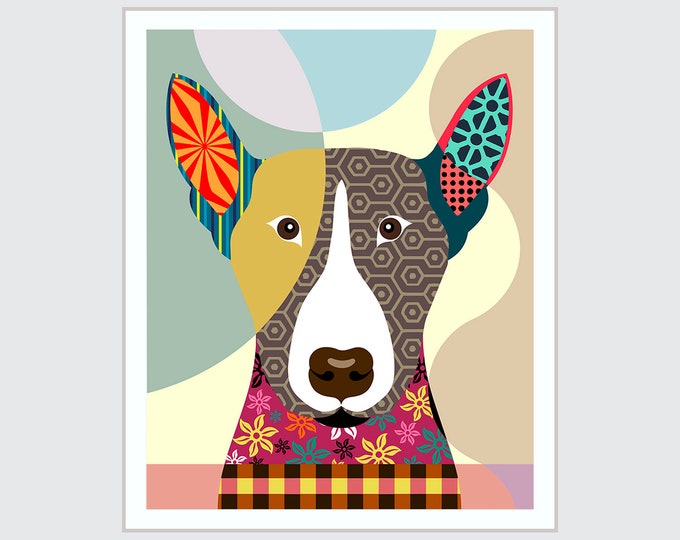 English Bull Terrier Art, Bully Dog Pet Portrait