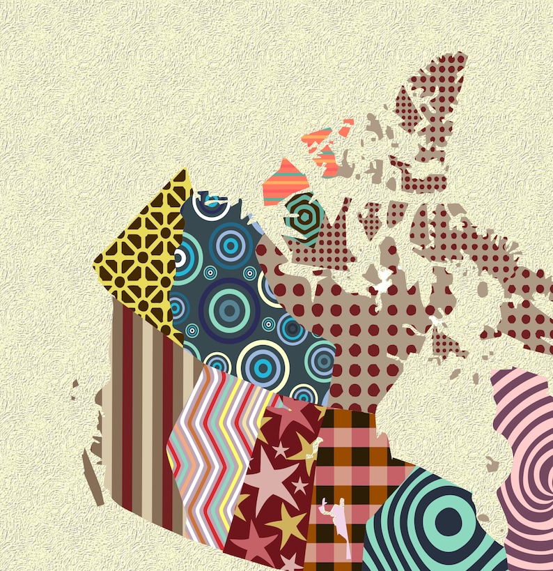 Canada Map City Decor Geometric Design Cubist Art