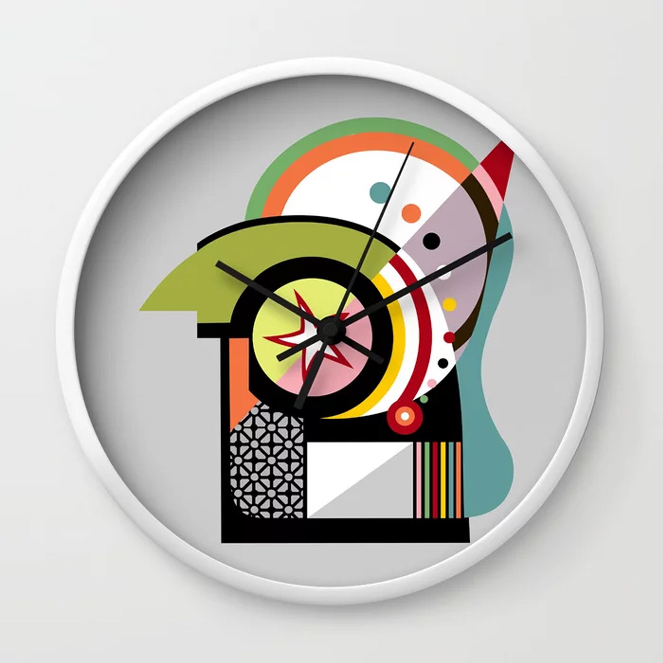 Geometric Wall Clock Bauhaus Design Home Decor Etsy