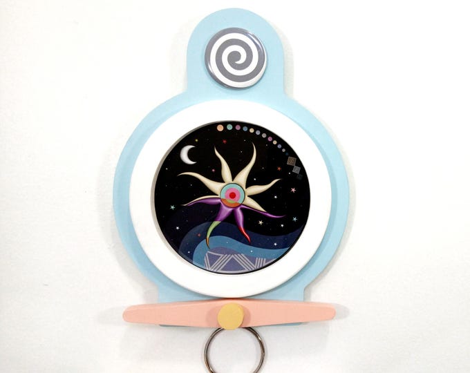 Celestial Star Moon Wall Art: Cubist Cosmic Night Sky Print or Wood Hanging