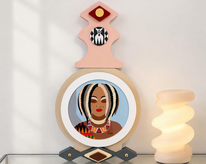 Black Woman Natural Hair Decor: African American Pop Art Cultural Home Decor Wooden Sculpture