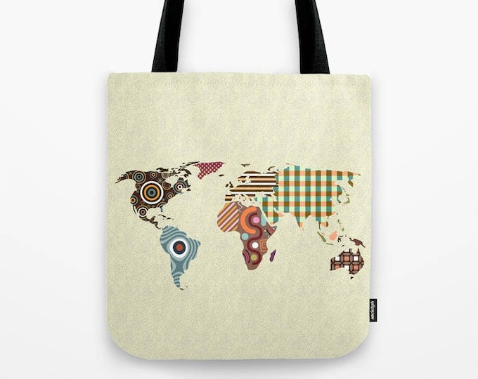 World Map Tote Bag, Global Map Design