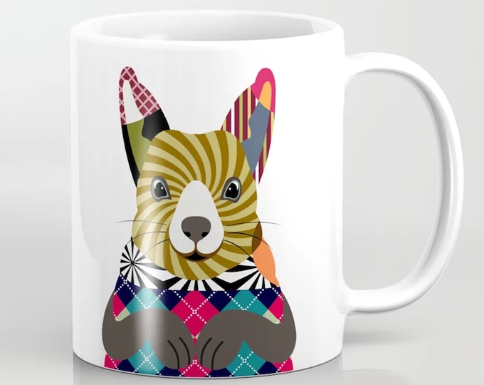 Squirrel Coffee Mug, Animal Ceramic Cup Rodent Art