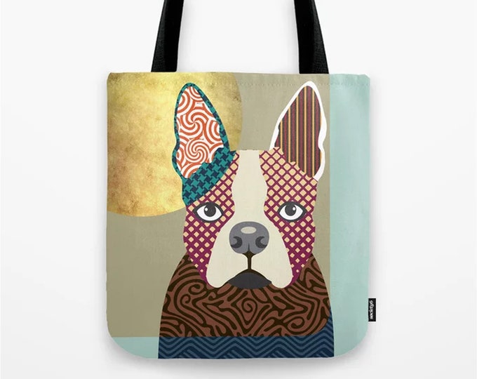 Boston Terrier Tote, Dog Weekend Bag Doggy Sack