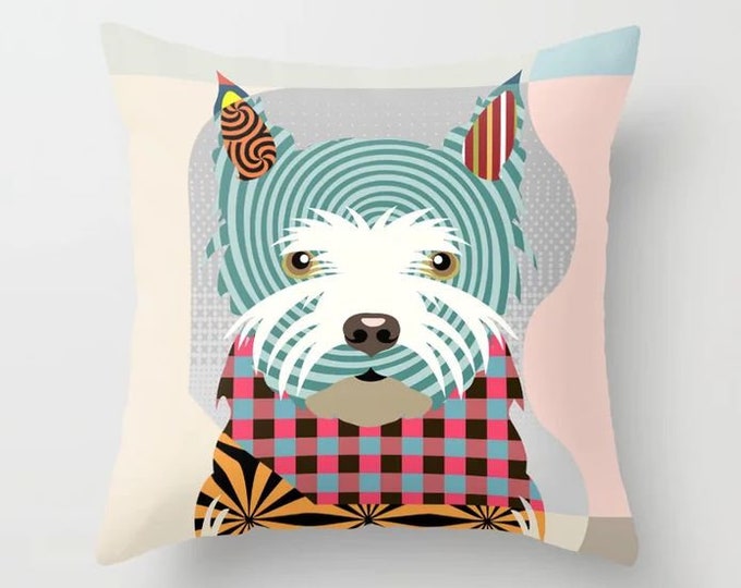 Westie Pillow Dog Print, West Highland Terrier Gift