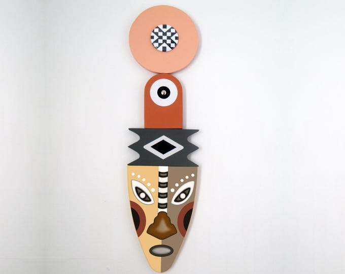 Modern African Mask Wall Art Abstract Wooden Sculpture Cubist Afrocentric Wall Decor Afro Futurism Art Tribal Home Decor