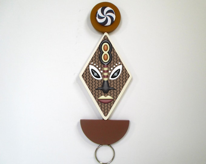 Modern Boho African Mask Wall Art Abstract Wooden Sculpture Cubist Afrocentric Wall Decor Afro Futurism Art Tribal Home Decor