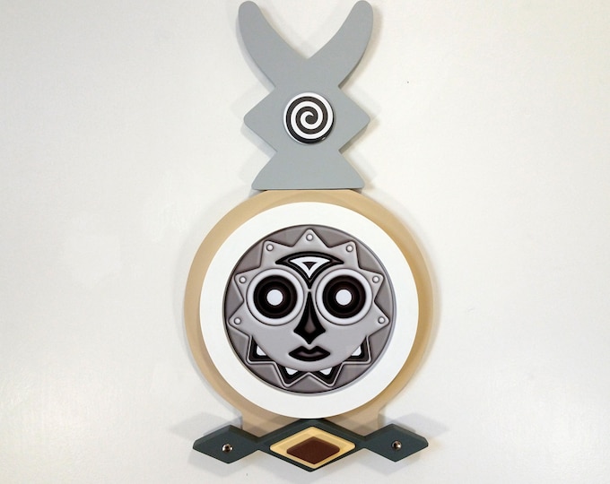 Abstract African Mask Wall Sculpture: Afro-Futurist Wood Art