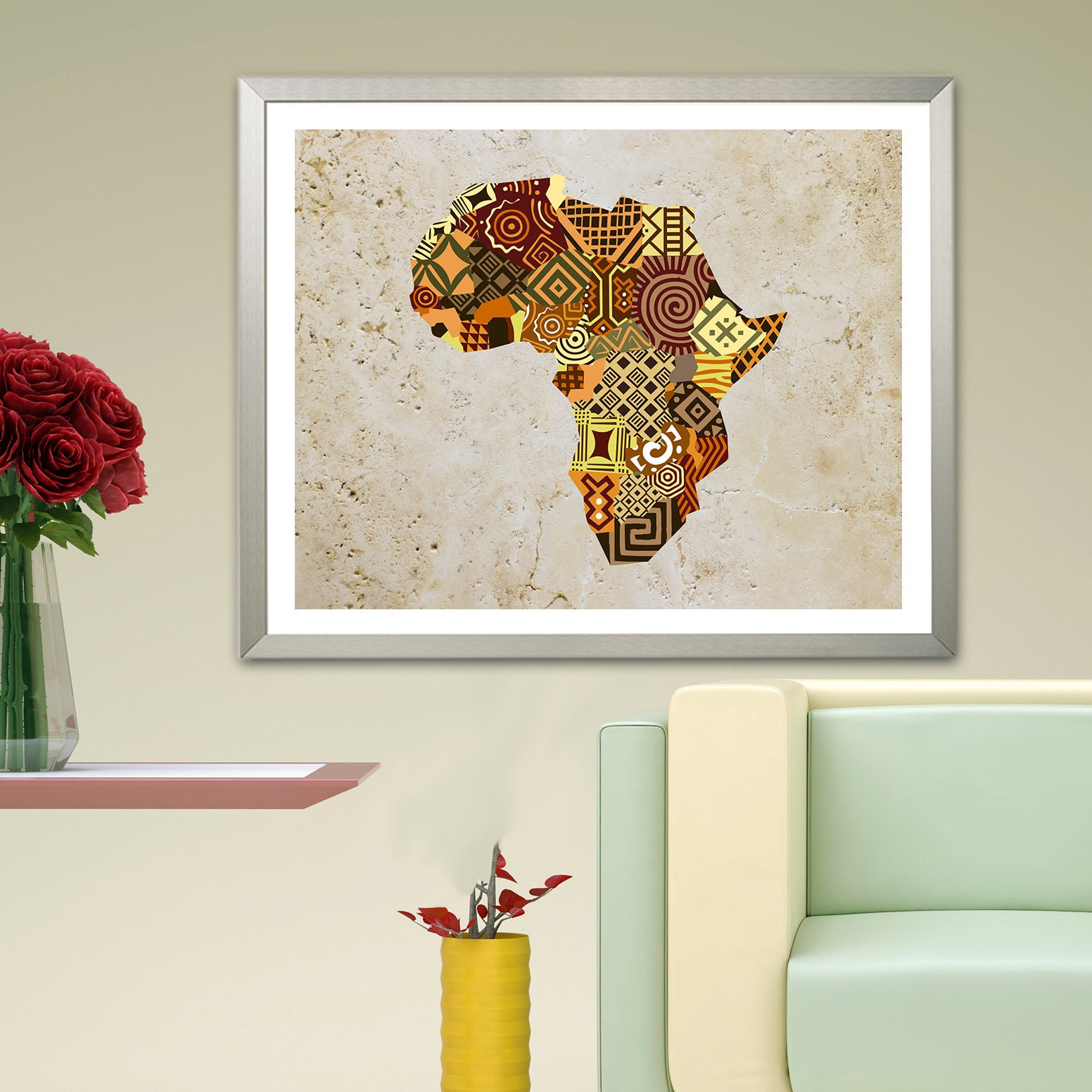 African Map Art African Print Map Decor African Wall Art | Etsy