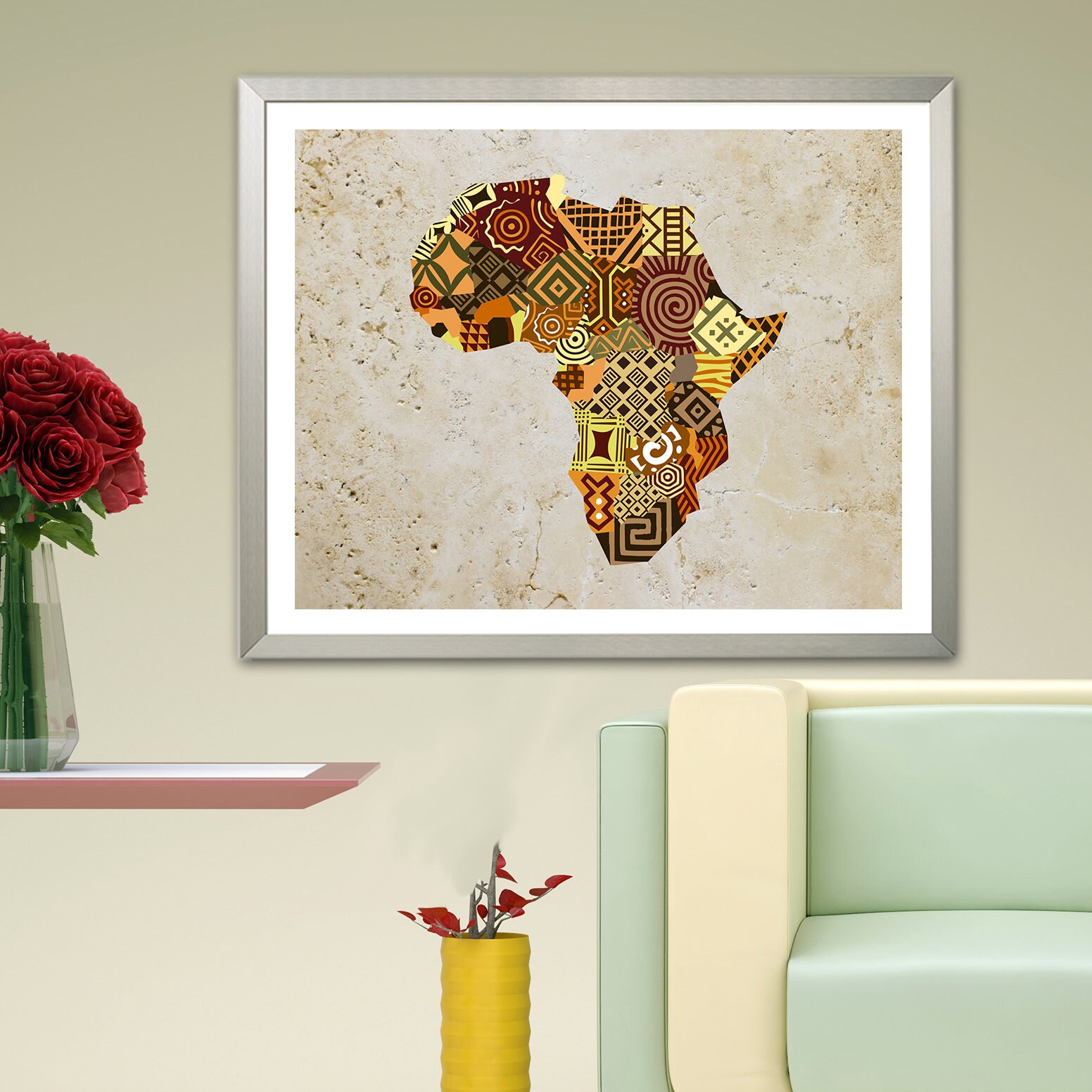 African Map Art, African Print Map Decor, African Wall Art, African