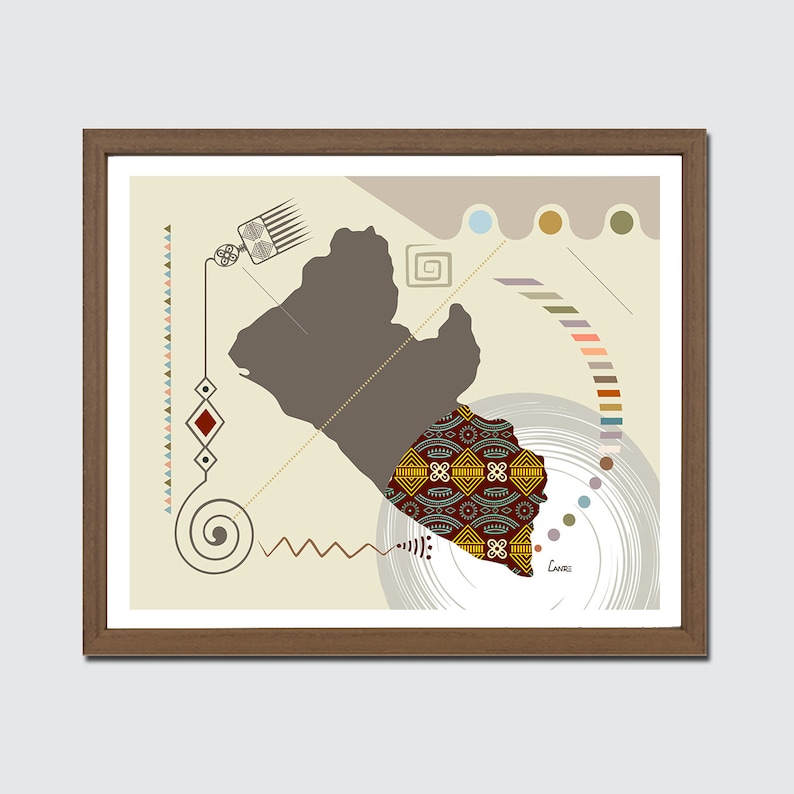Monrovia West African Wall Decor Poster Liberia Map Art Print