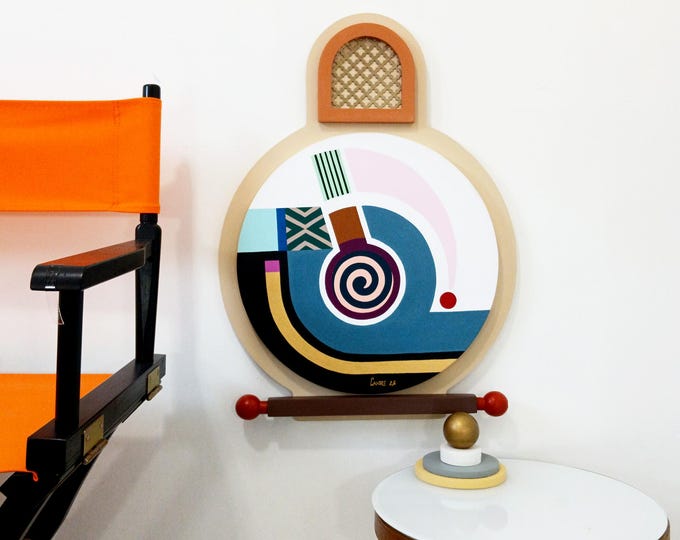 Original Abstract Wall Sculpture: Acrylic on Plywood Modern Cubist One-of-a-Kind Statement Painting