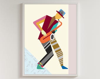 Minimalist Cubist Saxophone Wall Art | Modern Jazz Print | Contemporary Music Canvas Geometric Decor