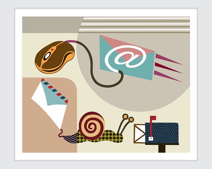 Mail Art Home Decor, Snail Painting Poster