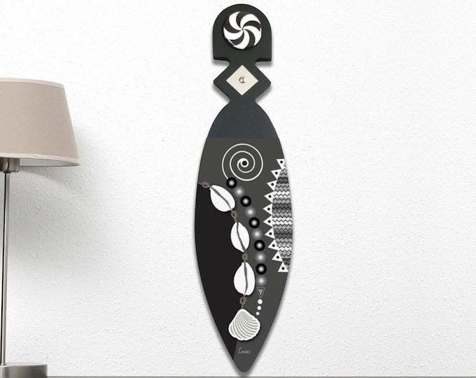 Yoruba Orisha Ajé Cowrie Shell Wall Art: Afrocentric Geometric Wood Decor