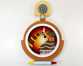 African Giraffe Wall Sculpture: Modern Afrocentric Art Geometric Nature Decor, Limited Edition Painting