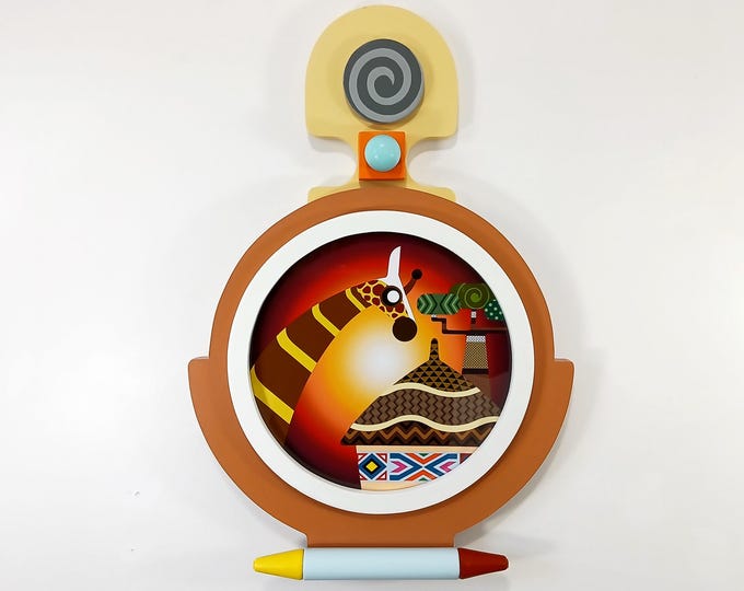 African Giraffe Wall Sculpture: Modern Afrocentric Art Geometric Nature Decor, Limited Edition Painting