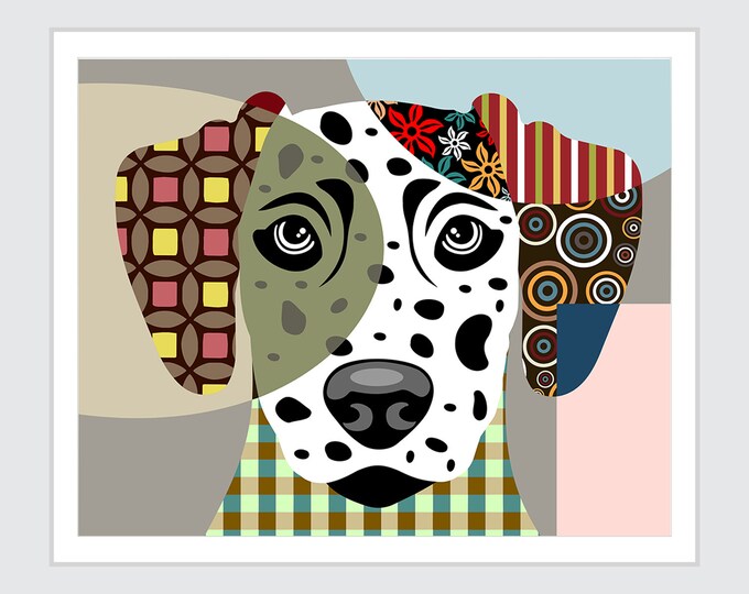 Dalmatian Art Print, Dog Pet Portrait Pop Art Animal Lover Poster,