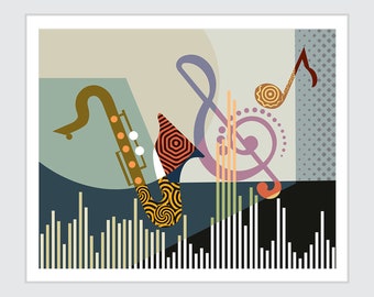Music Wall Art Decor, Saxophone Poster Gift