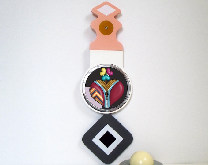 Colorful Cubist Wooden Heart Wall Art 3D Abstract Sculpture Emotional Wellness Decor Unique Gift for Self-Discovery Love Wall hanging
