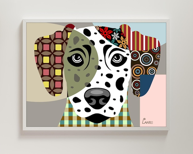 Dalmatian Dog Portrait Abstract Modern Geometric Pet Wall Art Home Décor