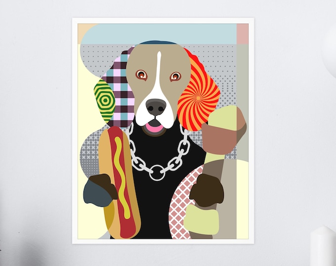 Beagle Dog Pop Art Print Hipster Pet Portrait Dog Lover Gift Funny Puppy Wall Décor
