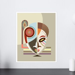 African Mask Print, Tribal Art Black American Afrocentric Decor