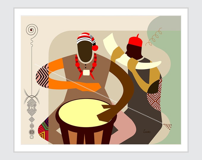 Igbo Art Biafra Gift, Traditional African Print, Black Music Painting