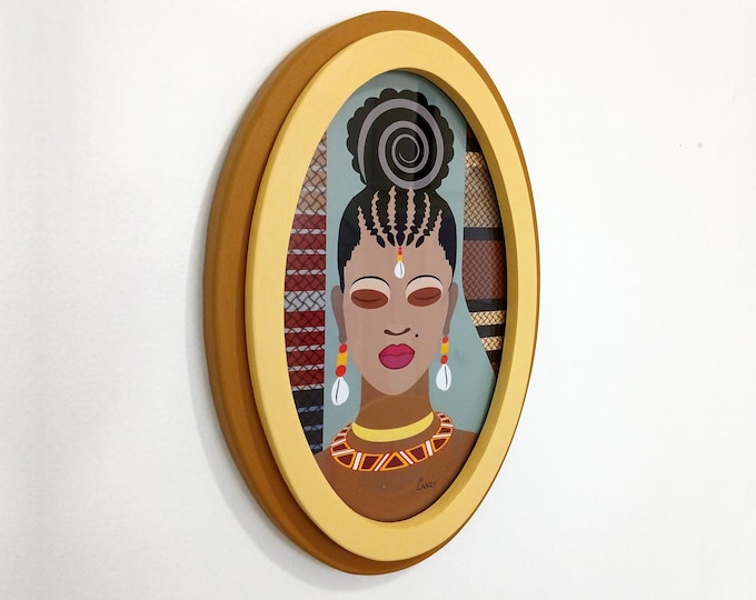 Afrocentric Woman Wooden Wall Art, Natural Hair Pop Art Sculpture